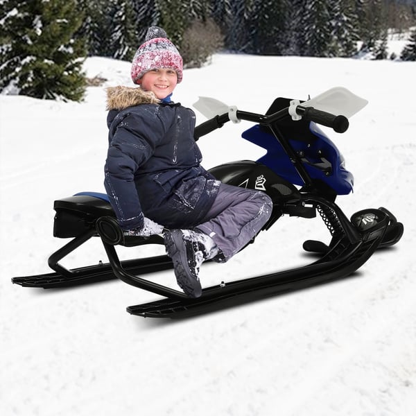 Sneslæde Ski Vogn, Justerbar Pude, 80 kg Belastningsevne, Moderne Design,DYB BLÅ