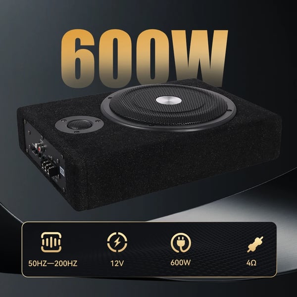 Subwoofer, Designad för under sätet, Hög effekt, 8\"