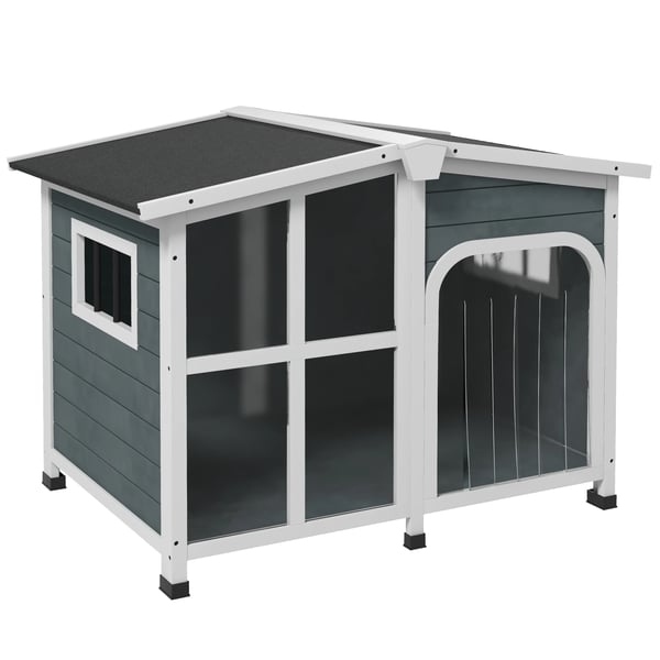Hundehus, Fyrretræ, 101 x 66,5 x 70,5 cm, Passer til kæledyr op til 20 kg, Akryl vindue, Vejrbestandigt tag