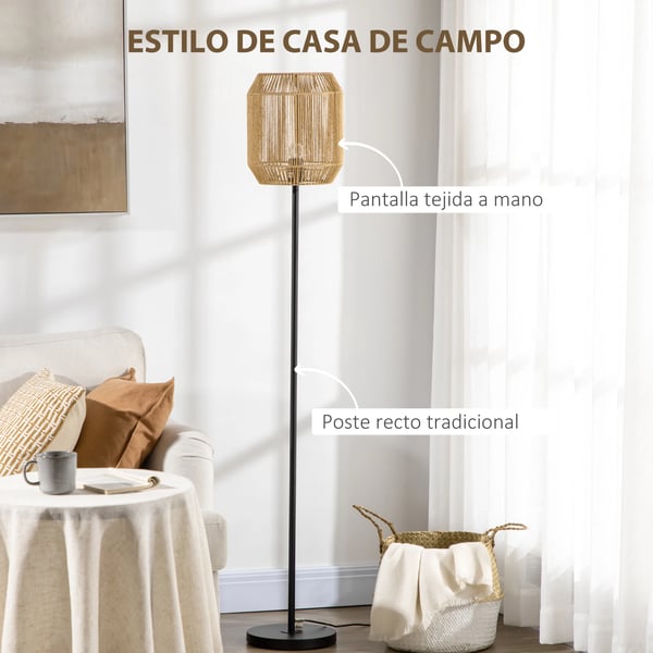 Gulvlampe, Metalramme og Papirreb, Ø26 x 164 cm, Accepterer Halogen- og LED-pærer, AC Strømkilde, Samling Påkrævet
