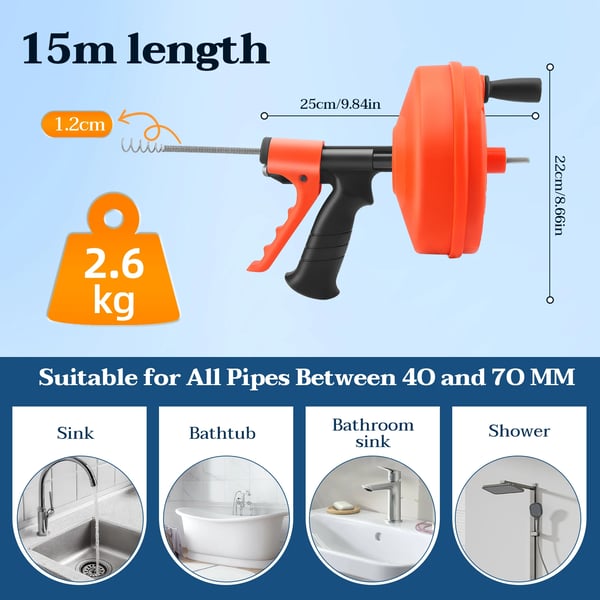 Avloppsrensare, Automatisk Drift, Miljövänlig Design,Orange