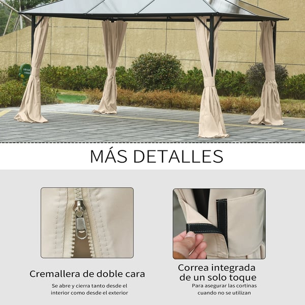 Gazebo-sivuseinät, 3,5 x 2 m, polyesteri, Beige