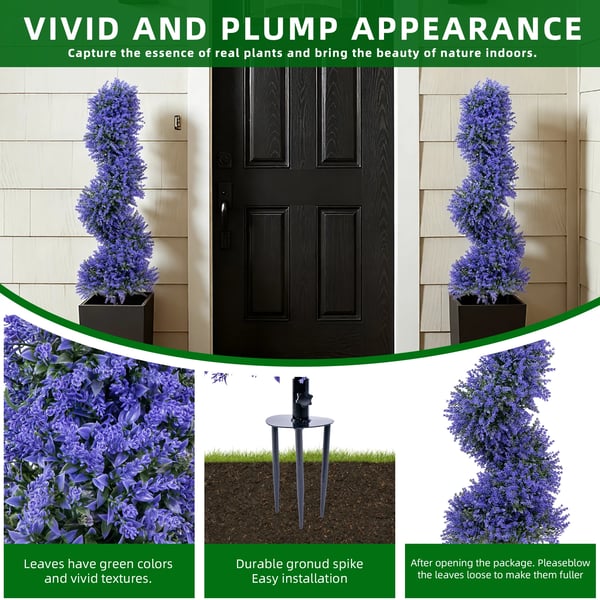 Kunstig Topiary Træ, Spiral Design, Udendørs Dekoration,lilla