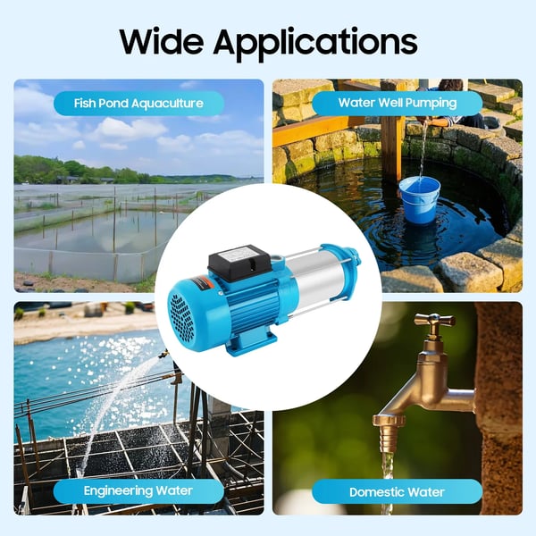 Vandpumpe, 4000L/H Flow Rate, 11 Bar Tryk,Blå
