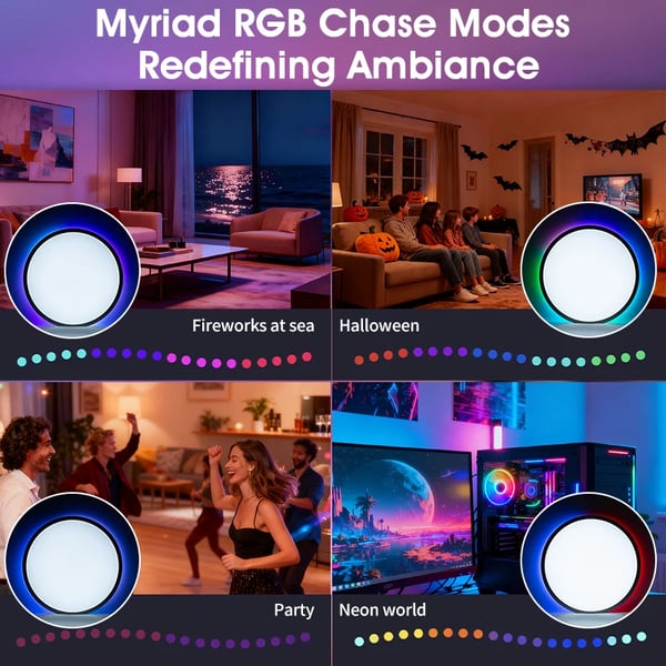 Loftlampe, Smart Styring med Stemme, RGB Ambient Belysning,40cm(15.75in)