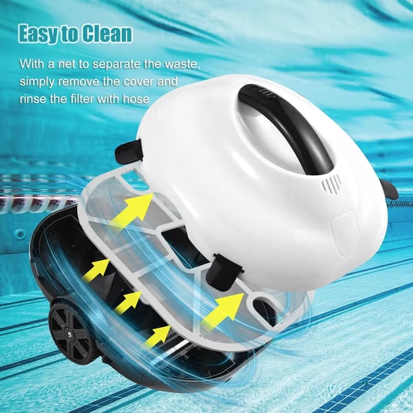 Robotic Pool Vacuum, 120 minutters driftstid, automatisk parkeringsfunktion, 2,5 timers opladning,Elfenben