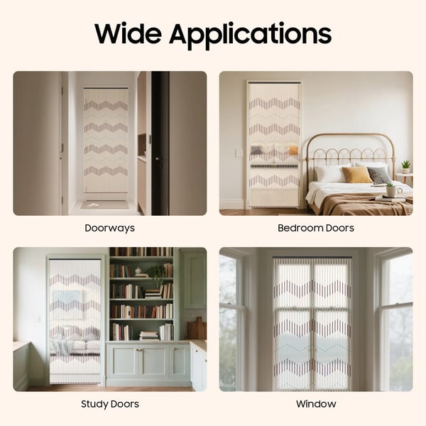 Bambus Perle Gardin, Stilfuld Rumdeler, Miljøvenligt Materiale,Beige