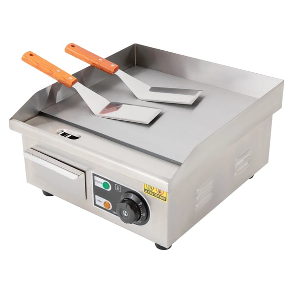 Bordplade Griddle, 2000W Effekt, Justerbar Temperaturkontrol,EU, Sølv