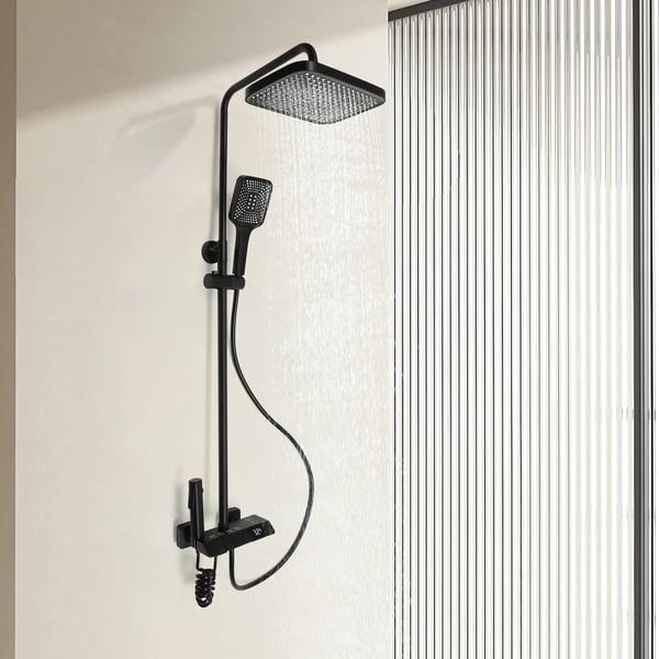 Bruser Sæt, Messing Kropsmateriale, Temperaturinterval: 0-80℃, Top Spray Størrelse: 27,5 cm x 18,4 cm, Håndbruser Længde: 25 cm