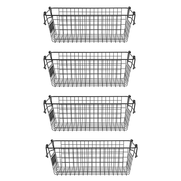 Opbevaringskurve, Stabelbart Design, Holdbar Jernkonstruktion,sort
