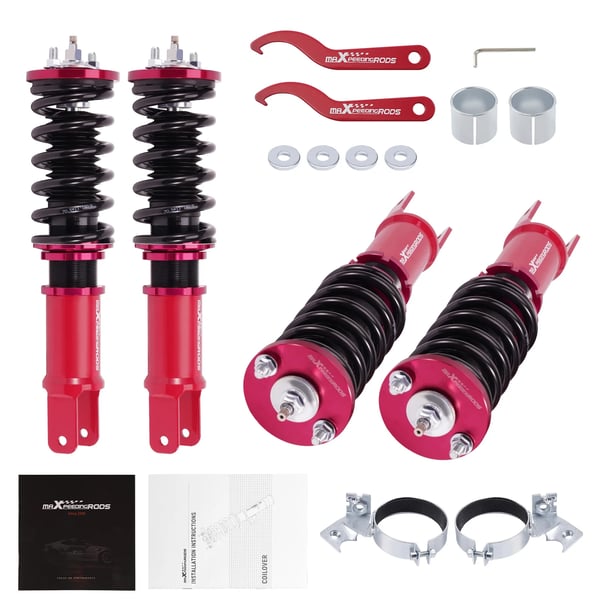 Coilover affjedringskit, 24 klik justering, justerbar højde 1-3 tommer, kompatibel med kompakte biler 92-00, forreste fjederhastighed 8 kg/mm