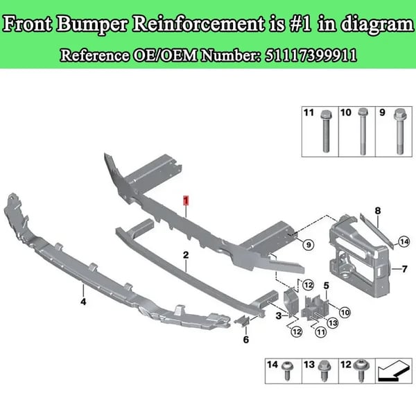 Frontstødfangerforstærkningskrydsmedlem, Aluminiumlegering, Sølvfarve