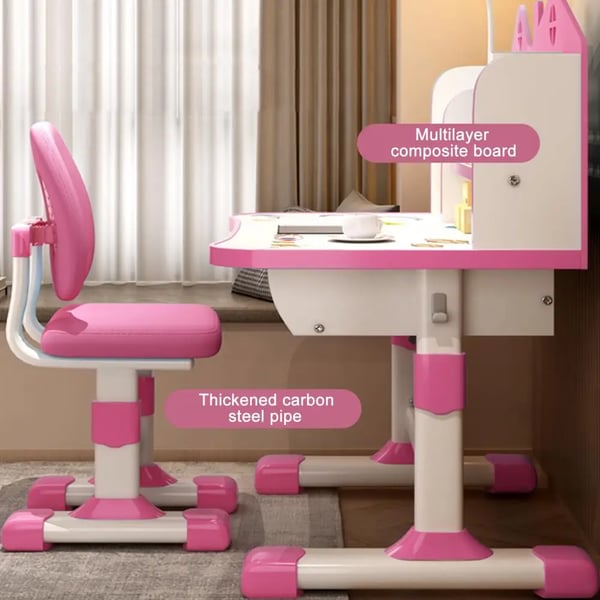 Studie skrivebordsstol sæt, justerbar højde, ergonomisk design,Pink