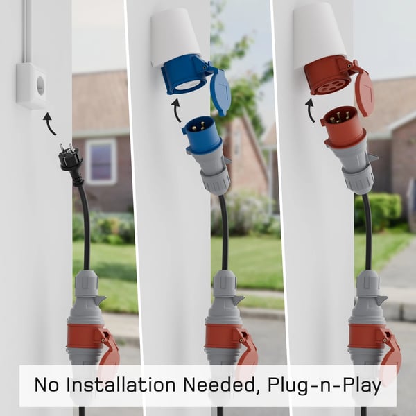 EV-laderadapter sæt, CEE 16A 5Pin, 3-fase og 1-fase kompatibilitet,11kW CEE adapter sæt