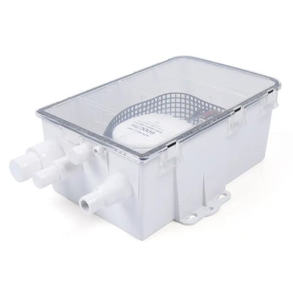 Bruseafløbspumpe, Holdbart ABS-kabinet, 600 GPH Flow Rate, 12V Strømforsyning, 8,2 Føders Maksimal Højde, Automatisk Flydeafbryder