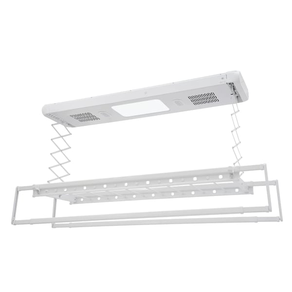Elektrisk Tørrestativ, Fjernbetjening, Pladsbesparende Design,Hvid