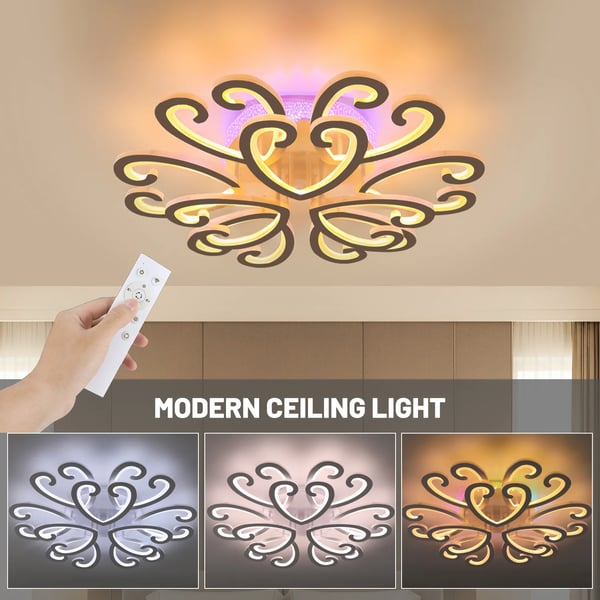 Loftlampe, Dæmpbar, RGB Baggrundsbelysning,HVID, 100W, ændrebar