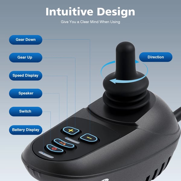 Elektrisk kørestolscontroller, holdbar konstruktion, vandtæt design,sort
