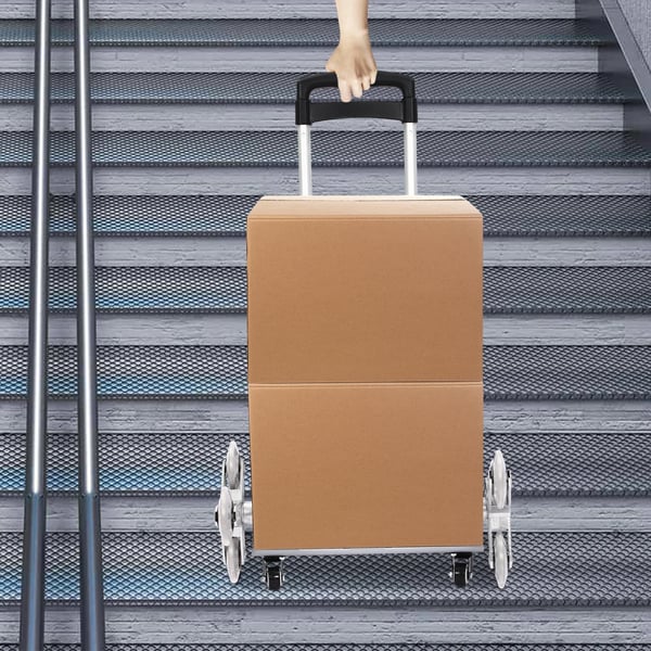 Trappeklatrende vogn, 70 kg belastningsevne, justerbar højde, kompakt foldbart design,sort
