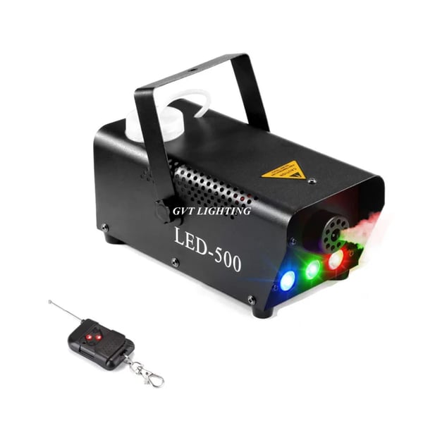 Fjernbetjent LED Røgmaskine, 500W Effekt, RGB Farveblanding,Rød Grøn Blå Blandet