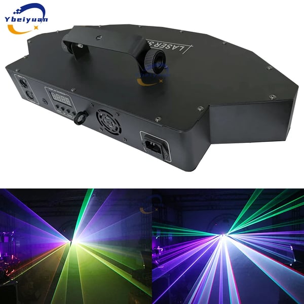 Laser Lysprojektor, DMX Kontrol, Fuld-Farve Effekter,EU stik, sort