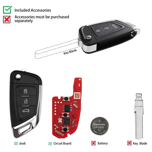 Universal Fjernbetjening, 3-Knap Konfiguration, Holdbar Konstruktion,5PCS