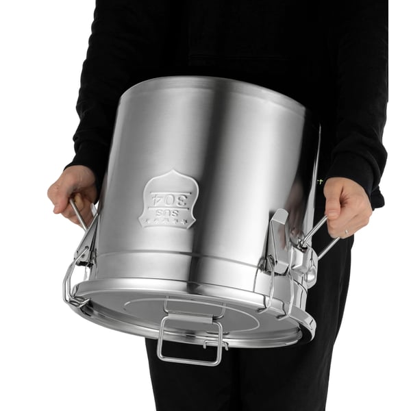 Opbevaringsspand, tætsluttende beholder, holdbart rustfrit stål, stor kapacitet,Sølv, 1-niveau, XL