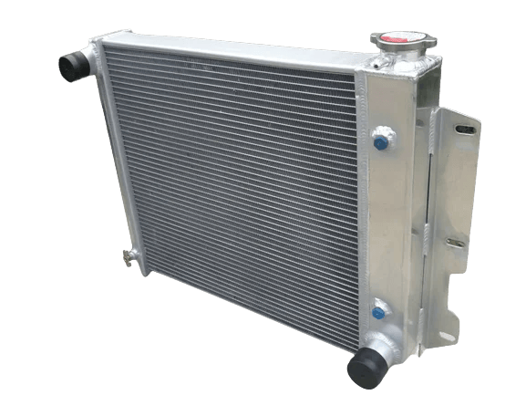 Aluminium Radiator, Samlet størrelse 18" H x 26" B x 3" T, Øverste indløb 1-1/2", Nedre udløb 1-3/4", 3 rækker