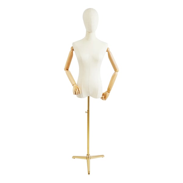 Overkropsmannequin, Justerbar Støttebøjle, Holdbart Materiale,Off-White