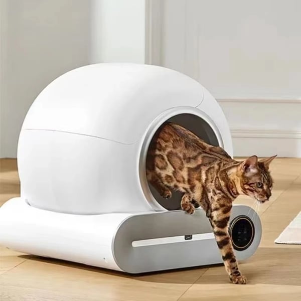Kattebakke, Automatisk Rengøring, Smart Kontrol,EU, hvid