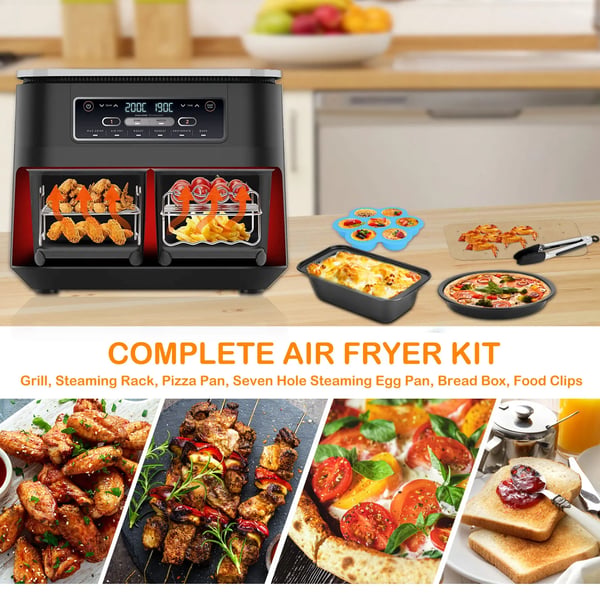Air Fryer Tilbehørssæt, Komplet Sæt, Holdbart Rustfrit Stål,7Stk