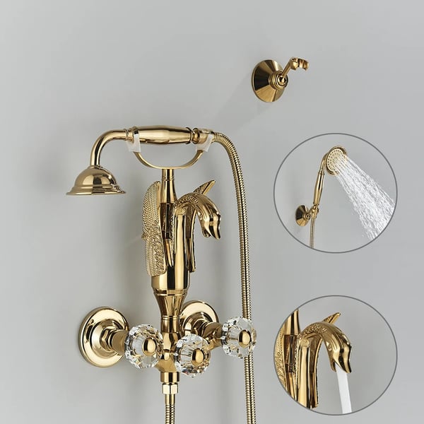 Badekararmatur, Poleret Overfladefinish, Klassisk Stil,Skinnende Guld