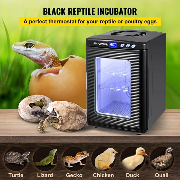 Reptilinkubator, Digital Temperaturkontrol, Stor Kapacitet,Rød