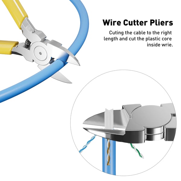 RJ45 Crimp Værktøjsæt, Kabeltester, Ledningsskærer