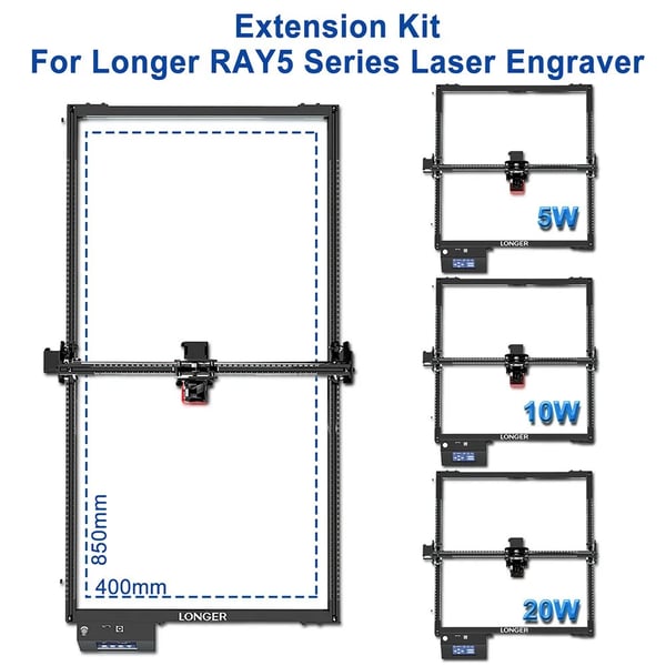 Lasergraver Y-akse forlængelsessæt, Øg arbejdsområdet, Forbedr ydeevnen,Længere Ray5 Laser Gravør Y-Axis Forlængelsessæt
