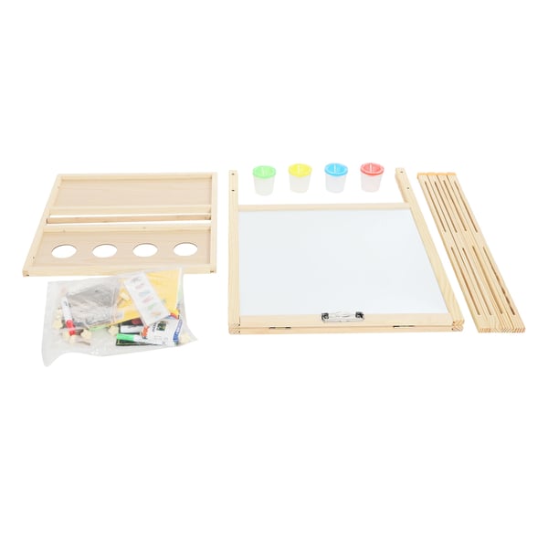 Børns Trækunst, Justerbar Højde 83-135 cm, 2-i-1 Whiteboard og Tavle,Burlywood