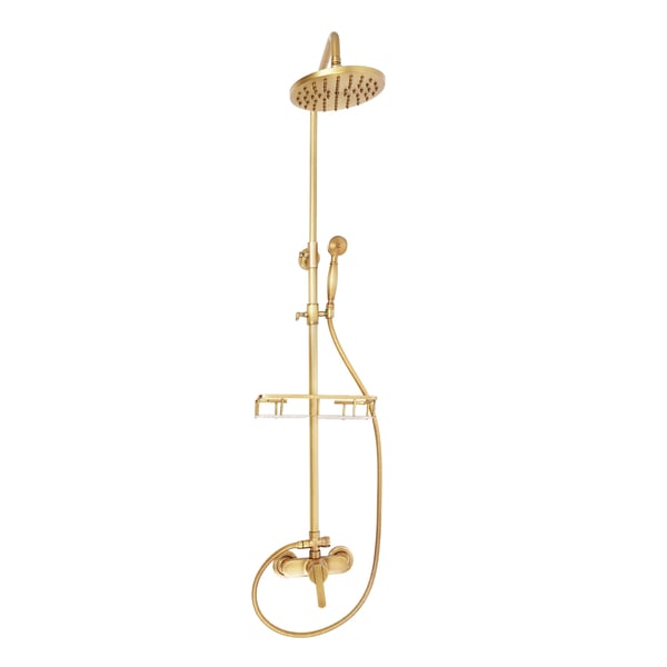 Bruser Sæt, Justerbar Højde 85-132 cm, Messing og Stål Konstruktion, Dobbelt Brusemode, Slangens Længde 1,5 m, Elegant Bronze Finish