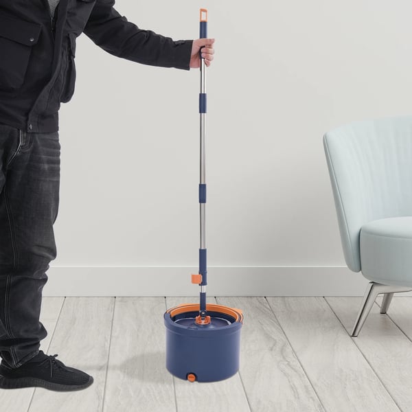 Spin Mop, 360° Rotation, Effektivt Rengøringssystem,Blå