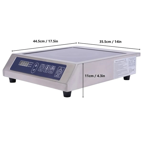 Induktionskogeplade, 35 cm Diameter, 3500W Effekt, 220V Spænding, Digitale Touch Kontroller, Overophedningsbeskyttelse