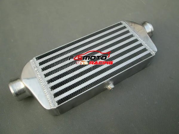 Intercooler, aluminiumkonstruktion, kerne størrelse 280x140x65 mm, indløb størrelse 56 mm, udløb størrelse 2,2 tommer