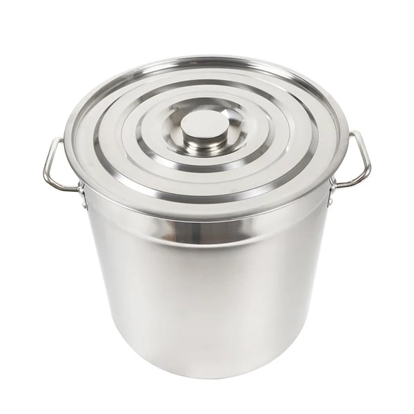 Suppe- og fondkedel, rustfrit stål, sammenklappeligt låg og håndtag,Sølv, 5L