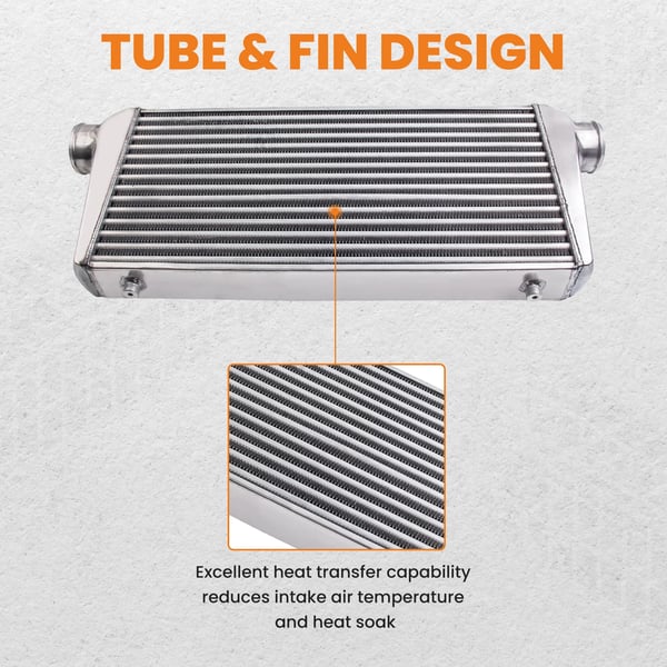 Intercooler, 3 Tommer Indløb/Udløb, Rør & Fin Kerne, Aluminium Sæt