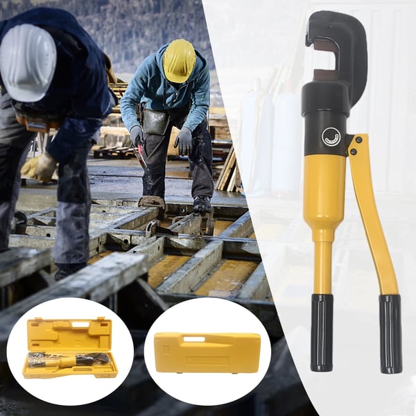 Hydraulisk Armeringsjernskærer, 8 Ton Skærekraft, Kompakt Design,Gul