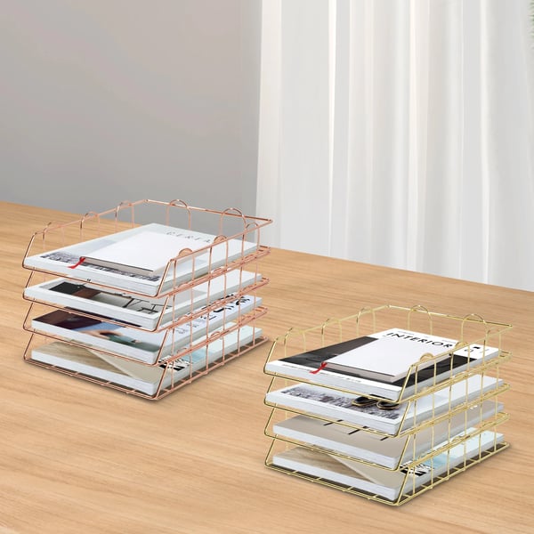 Dokumentfack, Stapelbar Design, Modern Stil,Guld