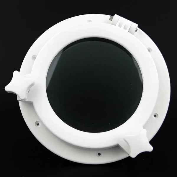Båd Porthole Vindue, 4mm Hærdet Glas, Holdbar ABS Konstruktion,Hvid 8tommer