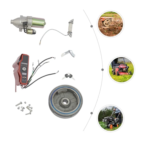 Elektrisk Startpakke, Kompatibel med HONDA GX340 11HK, HONDA GX390 13HK, Fuldstændige Tilbehør Inkluderet,Sølv