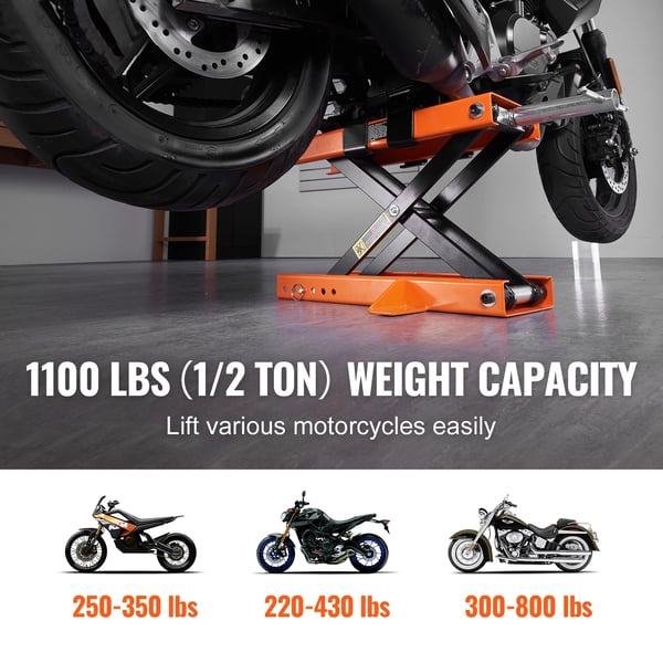 Motorcykellift, 1100 lbs kapacitet, justerbar højde,1100 lbs