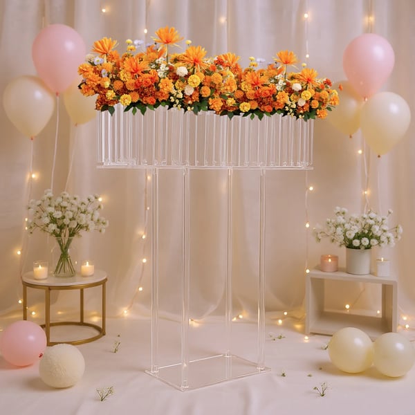 Blomsterställ, Elegant Akryldesign, Mångsidig för Evenemang, Klar