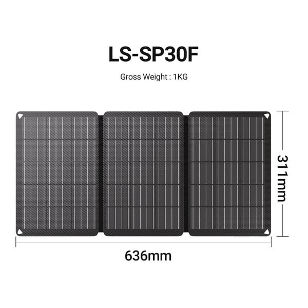 Solpanel, 30W Maximal Effekt, Fällbar Design,LS-SP30F, 24V, 30W