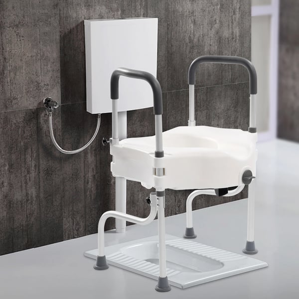 Toilet sæde hæver, armlæn, justerbar højde,Hvid